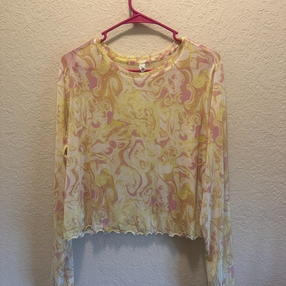 BP Yellow and Pink Patterned Mesh Top - Picture 2 of 6